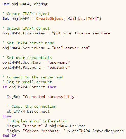 Work with mail via IMAP in ASP/VB/Delphi/VC++
