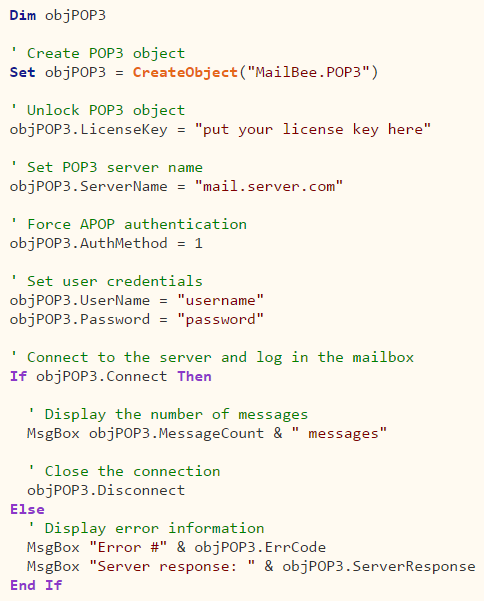 Work with mail via POP3 in ASP/VB/Delphi/VC++